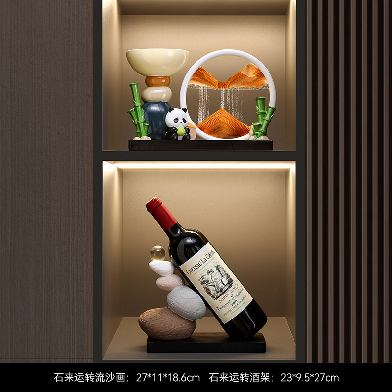 石头来运转招财猫流沙画摆件入户玄关电视柜客厅装饰品创意礼品|undefined