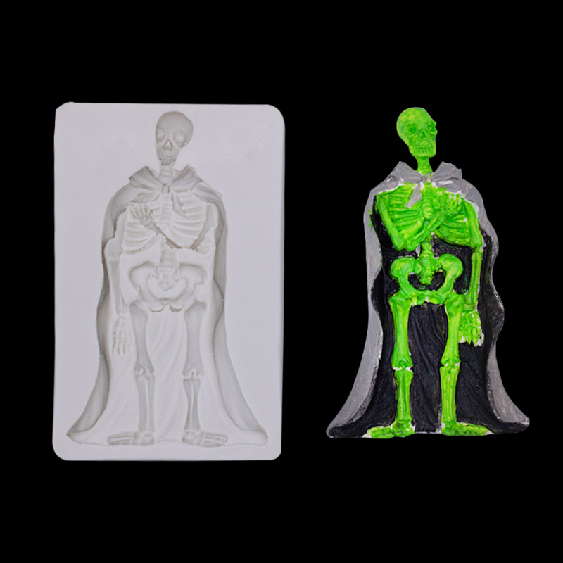 Cráneo blanco hueso capa molde de silicona vela yeso aromaterapia hecho a mano accesorios para hacer jabón chocolate fondant Decoración