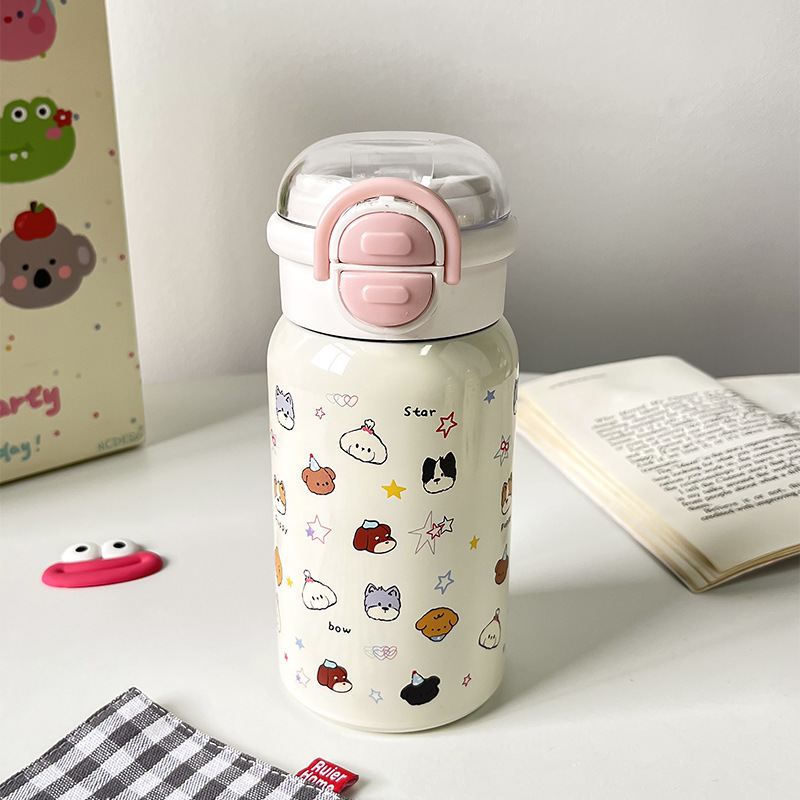 Nuevo taza de agua de doble bebida para niñas de alto valor facial caricatura lindo mangas portátiles para niños taza de agua especial para estudiantes escolares image 7