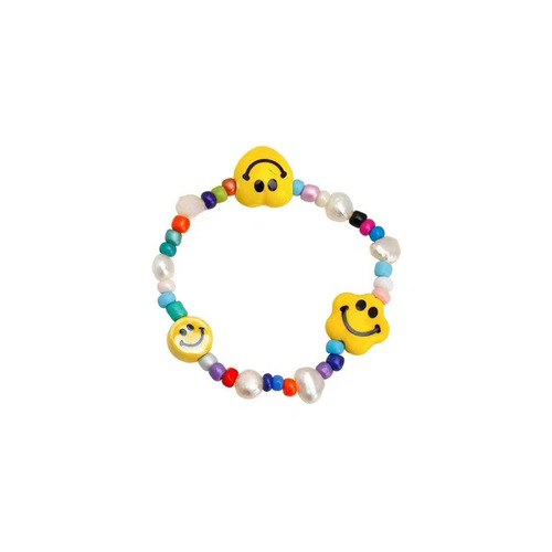 Colorful smiley face beaded love bracelet for women new ins niche design versatile bestie bracelet
