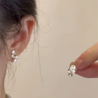 S925 серебряная игла кремовый цветок ушные гвозди женские нишу высокого уровня геометрические серьги без ушных отверстий безболезненные ушные зажимы