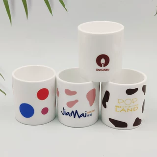 6OZ陶瓷布丁杯白色印花慕斯杯果冻酸奶杯印logo马克杯定制出口