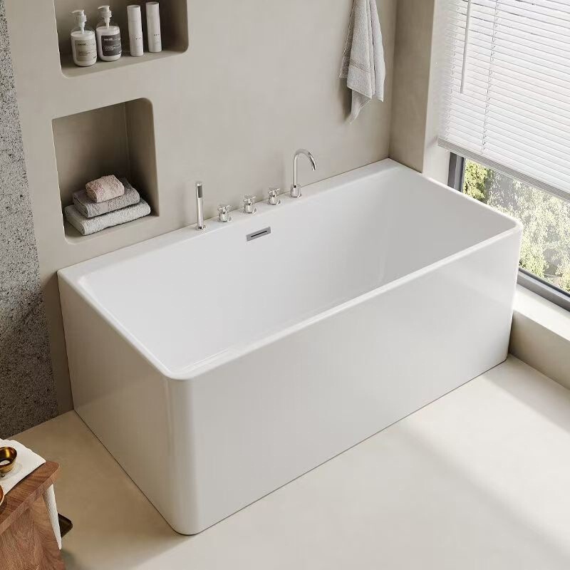 Acrylic Bathtub Seamless One-Piece Adult Household Freestanding Bathtub for Small Apartments, Insulated Rectangular Deep Soaking Bathtub Acrylic Bathtub Seamless One-Piece Adult Household Freestanding Bathtub for Small Apartments, Insulated Rectangular Deep Soaking Bathtub