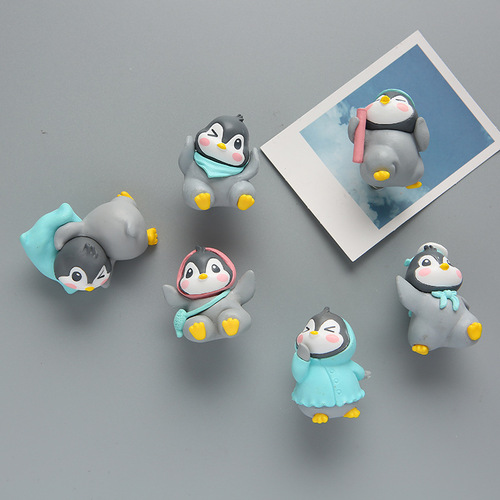 Creative Naughty and Cute Little Penguin Refrigerator Magnet Korean Cartoon Magnet Magnet Three-dimensional Refrigerator Magnet Customized