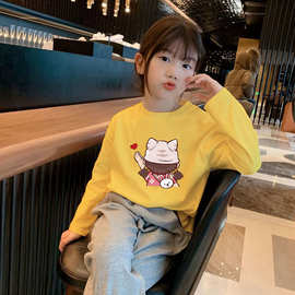 女童洋气白t恤儿童长袖打底衫中大童装内搭上衣女孩2025春秋新款