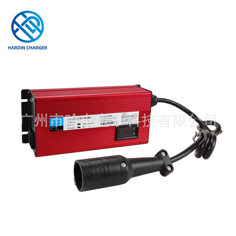 美国高尔夫球车充电器48V10A三角头RPC插头带LED电压电流双显示