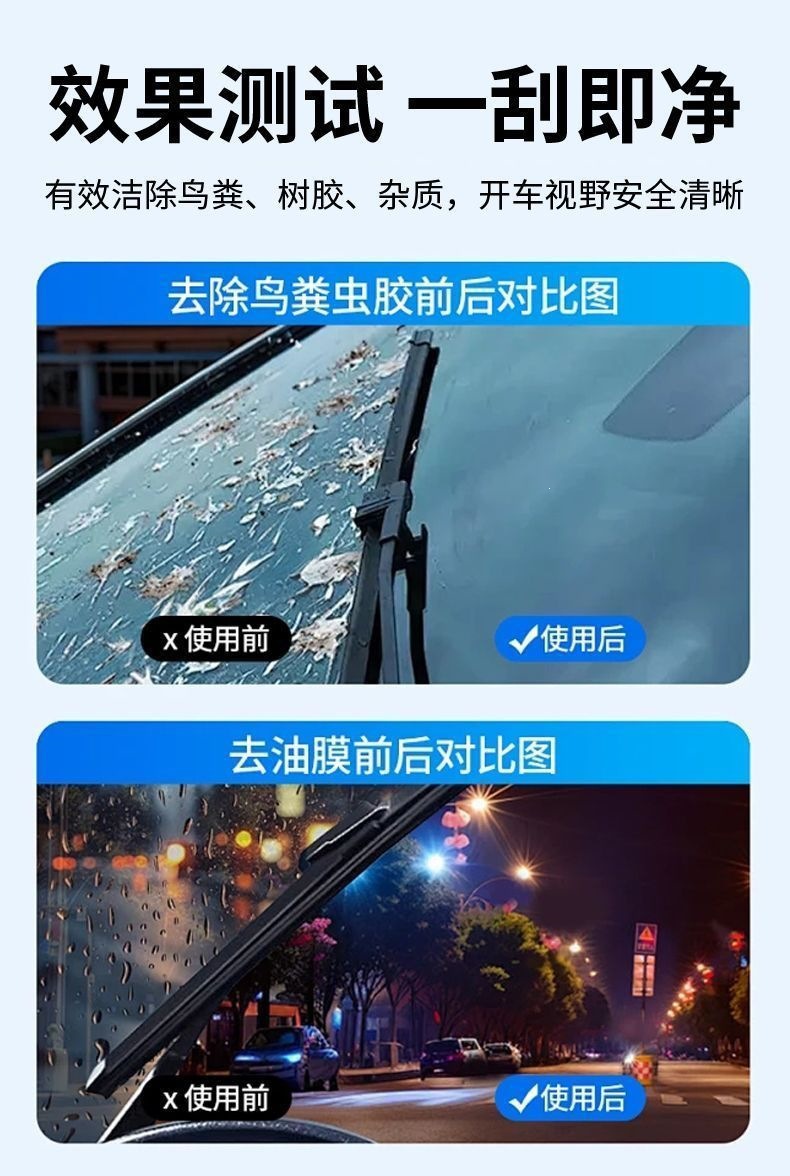 Car glass cleaner for all seasons, removes oil film and insect residue, summer car glass cleaner