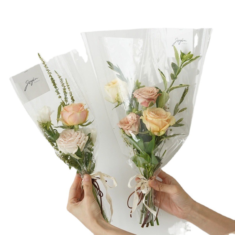 Flor de embalaje multi-bolsa DIY OPP transparente Inglés Flor de embalaje sola bolsa de vidrio impermeable solo ramo de embalaje bolsa