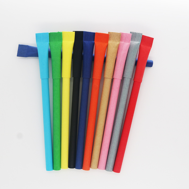 Protección del medio ambiente pluma de tubo de papel Kraft degradable papel completo pluma tire tapa bolígrafo pantalla electrónica escritura publicidad pluma al por mayor