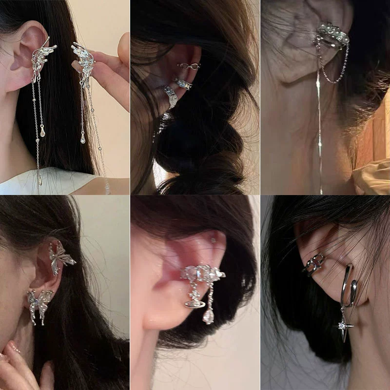 Длинные серьги-клипсы с кисточками, мелкий дизайн, для непрошитых ушей, легкая роскошь, яркий эффект