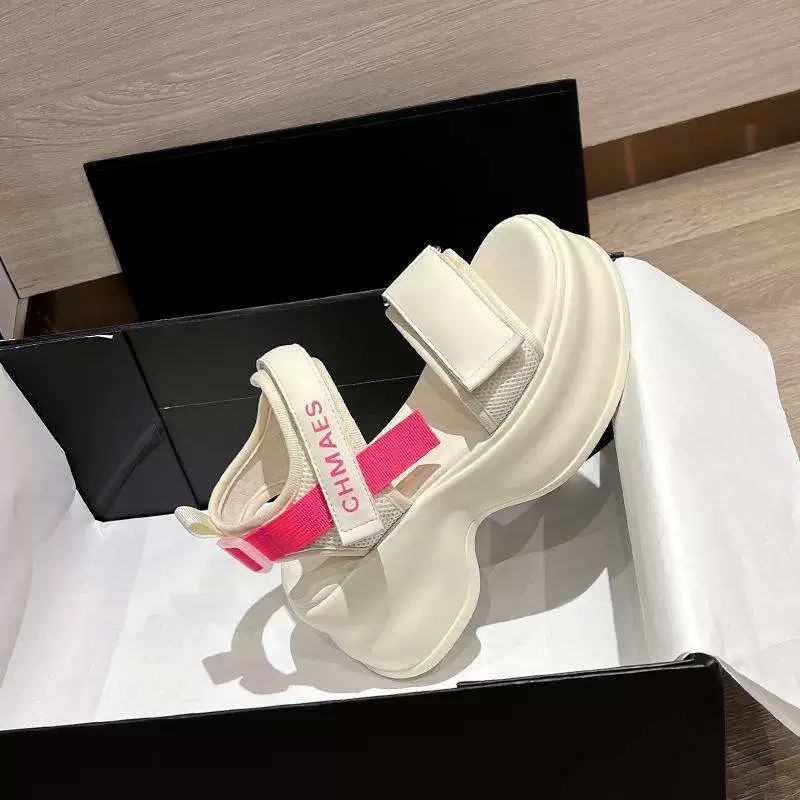 Женские летние пляжные сандалии на платформе с толстой подошвой и липучкой, 8 см, повседневные, модные, 2025 года.