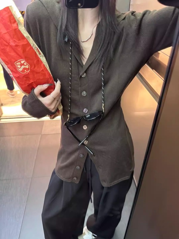 灰色针织开衫外套女秋冬毛衣内搭打底可外穿早秋韩系chic穿搭上衣|undefined