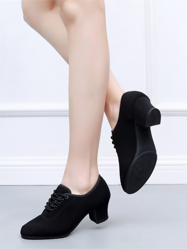Zapatos de profesor de tacón alto de las mujeres zapatos de baile latino de tela Oxford zapatos de baile de fondo suave profesional zapatos de baile cuadrados de baile de jazz image 5