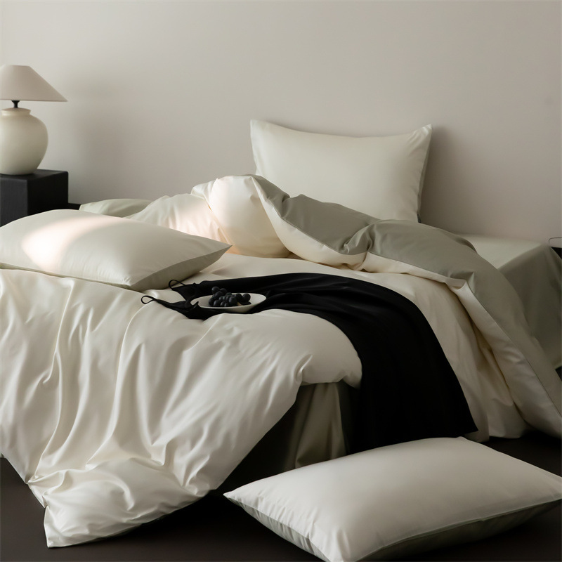 Cuatro estaciones Nantong algodón conjunto de cuatro piezas de color sólido lujo ligero alto sentido 60 algodón de lana larga delgado lujo ligero