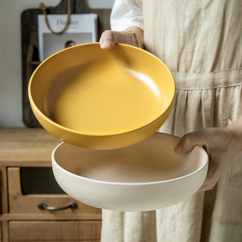 Iike pragmatismo nuevo tazón de ensalada de cerámica de 8 pulgadas sésamo mate tazón de platos redondos profundos exportaciones transfronterizas