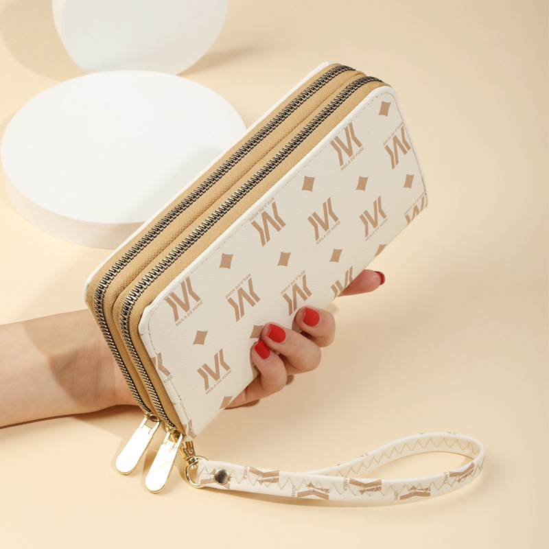 Wallet Women's Long 2025 New European and American Fashion Large Capacity Double Zipper Mobile Phone Bag Women's Wholesale Printed Clutch Bag