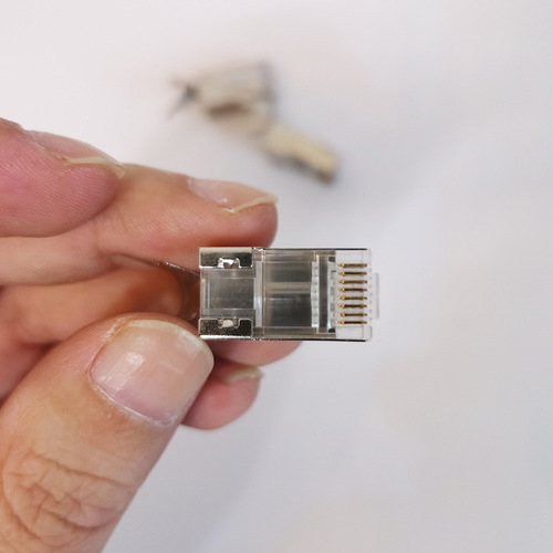 Seven-Category Shielded 10Gbps Gold-Plated Two-Piece Copper Shell Network Cable Connector with 1.3mm and 1.5mm Hole Diameter, Wholesale