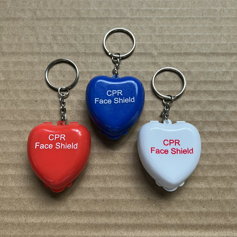 一次性单向阀口对口人工呼吸膜 礼面罩包 心形钥匙扣CPR呼吸面罩