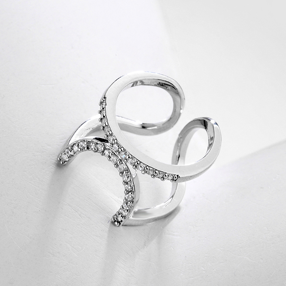 Women's Gender Copper Geometric Zircon Open Rings