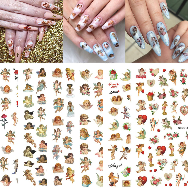 New Little Angel Nail Art Stickers Cross-Border E-Commerce Angel Wings Little Angel Nail Stickers Wg878-885