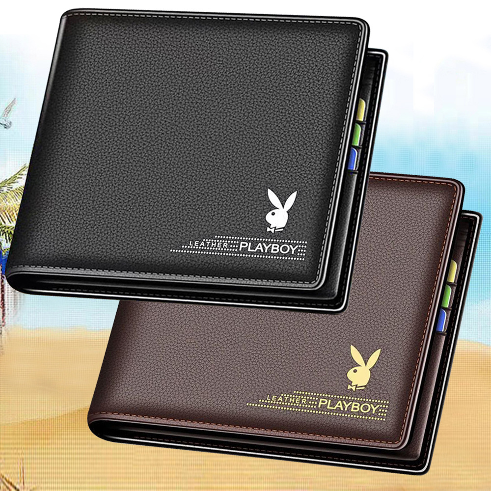 Cartera Corta de Negocios para Hombre, Billetera Plegable Magnética con Portatarjetas - Cartera Casual de Cuero