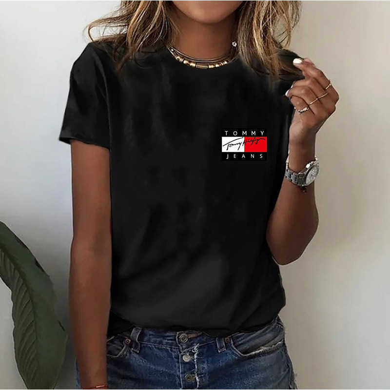 Cross-Border Amazon New Style Loose-Fitting European and American High Street Fashion Casual Printed Women's T-Shirt Trendy Brand Top T-Shirt