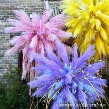 新年装饰品氛围布置烟花墙造景道具仿真芦苇粉黛孔雀草礼花仿真花