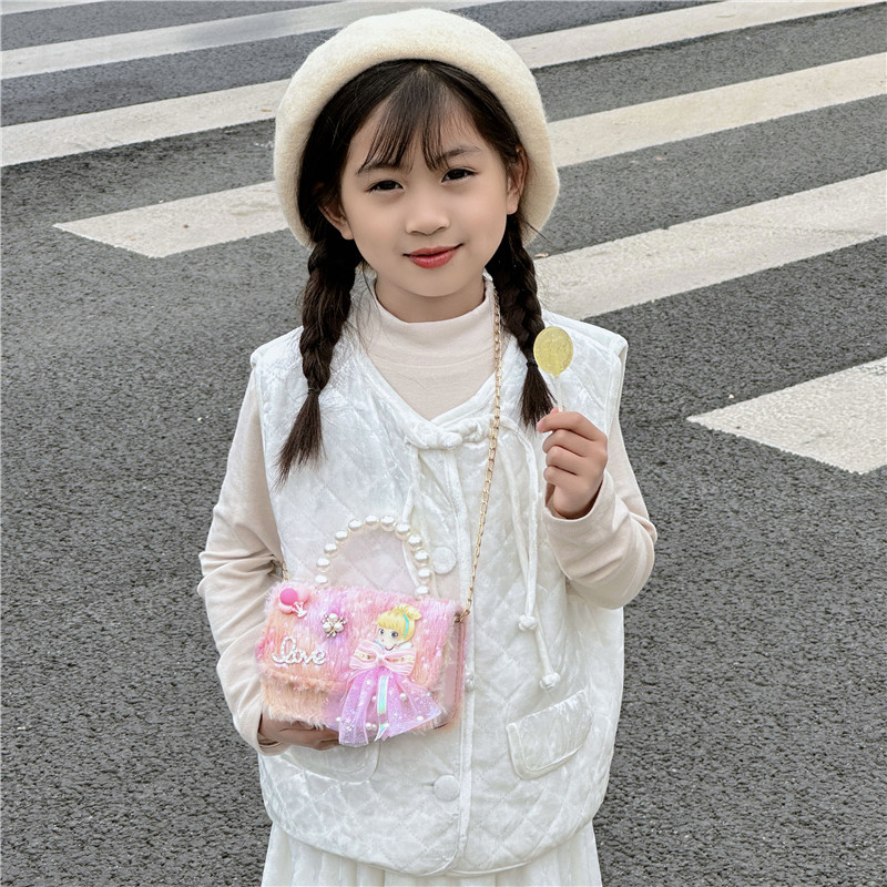 Bolsos de mano de la princesa de perlas dulces arco mini bebé mochila pequeña fragancia mochila de hombro para niños