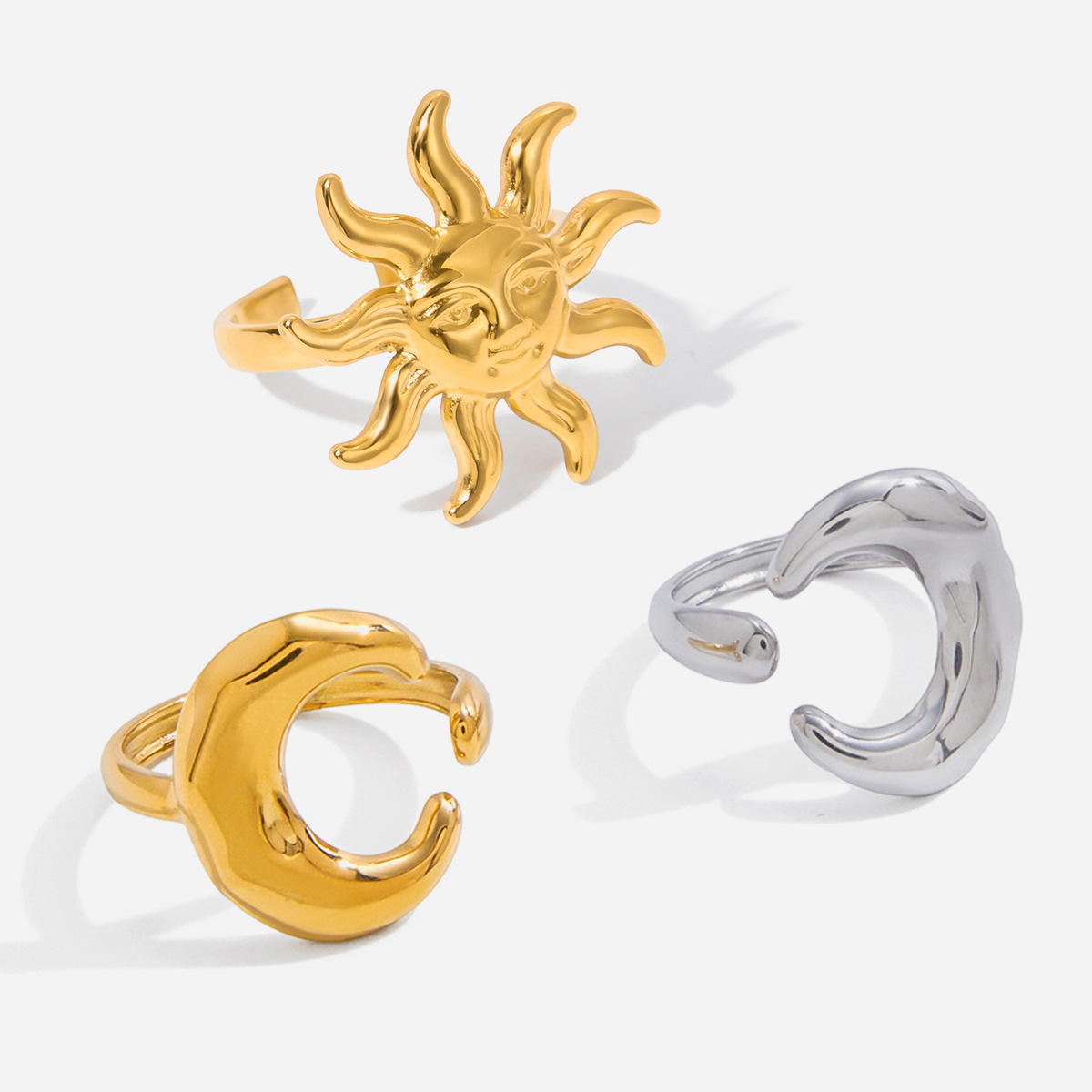 Wanxing anillo de acero de titanio sol europeo y americano nicho de alta calidad de la luna anillo de acero inoxidable ligero lujoso diseño de joyas transfronterizas