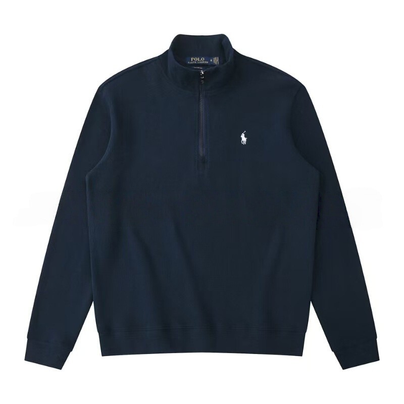 2025 Men's Sweatshirt Half Cardigan Stand Collar Autumn and Winter New Embroidered Pony Logo Trendy Casual Threaded Zipper Shirt