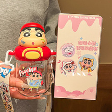 蜡笔小新联名杯子新款玻璃水杯迷你随手杯耐高温可爱便携口袋杯