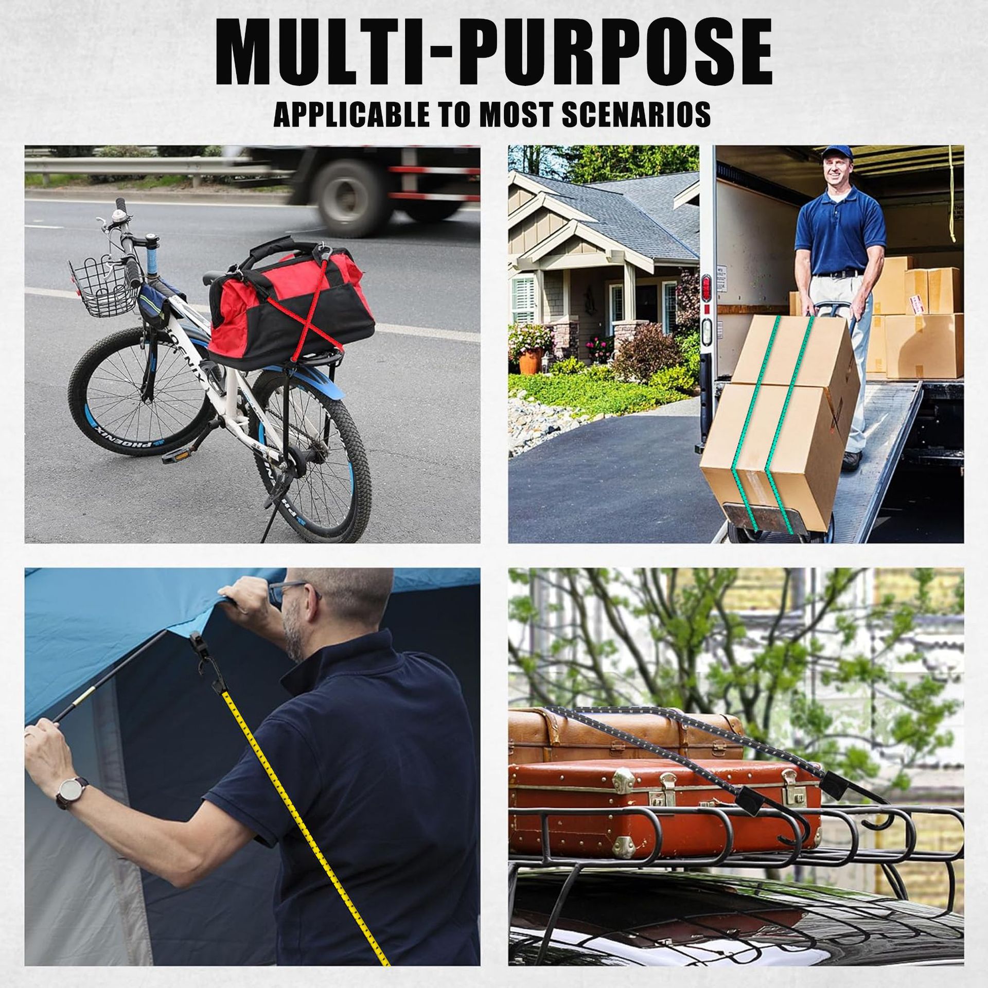 Cross-Border Hot-Selling Customizable Hook Elastic Band 20Pc Bucket-Packed Round Elastic Rope Motorcycle Luggage Binding Strap