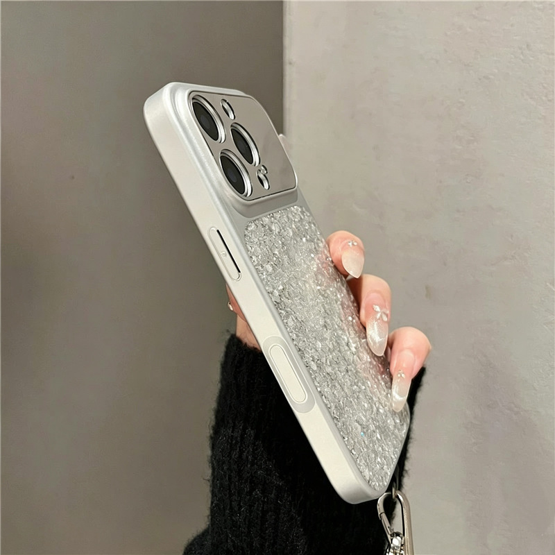 Ins High-End Silver Mirror Sequin Large Window Case Suitable for Apple 17Promax Mobile Phone Case Iphone18Pro