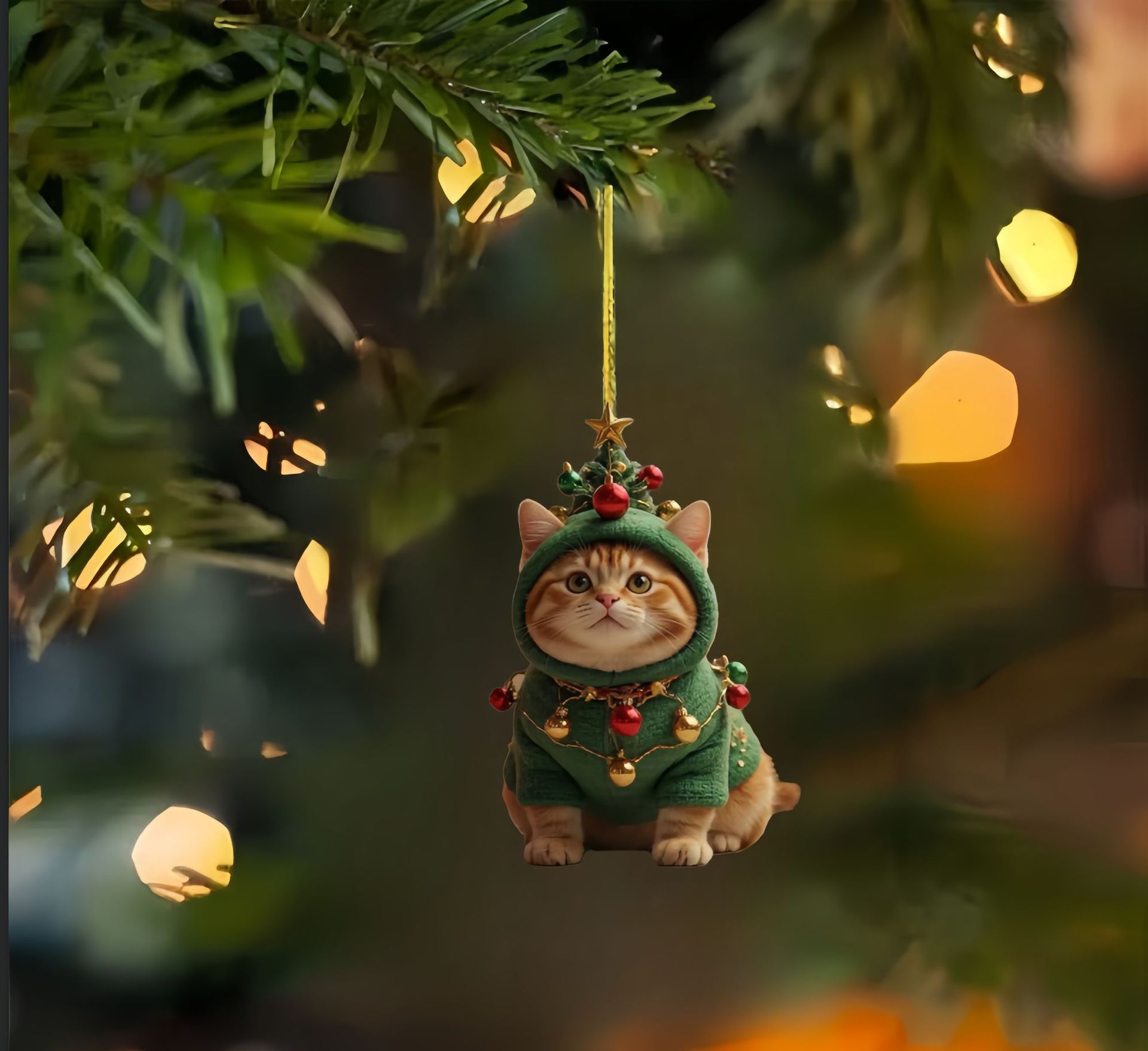 Acrílico transfronterizo 2D adorable gato colgante espejo retrovisor de automóvil colgante llavero pequeño colgante al por mayor Navidad