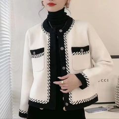 2025 秋の新長袖ニットショートミンクベルベット韓国スタイルの女性のファッションジャケット女性の秋のショートトップ