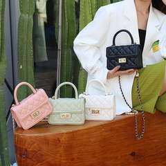 法式輕奢小香風百搭鏈條包菱格便捷手提包百搭小眾設計單肩斜挎包