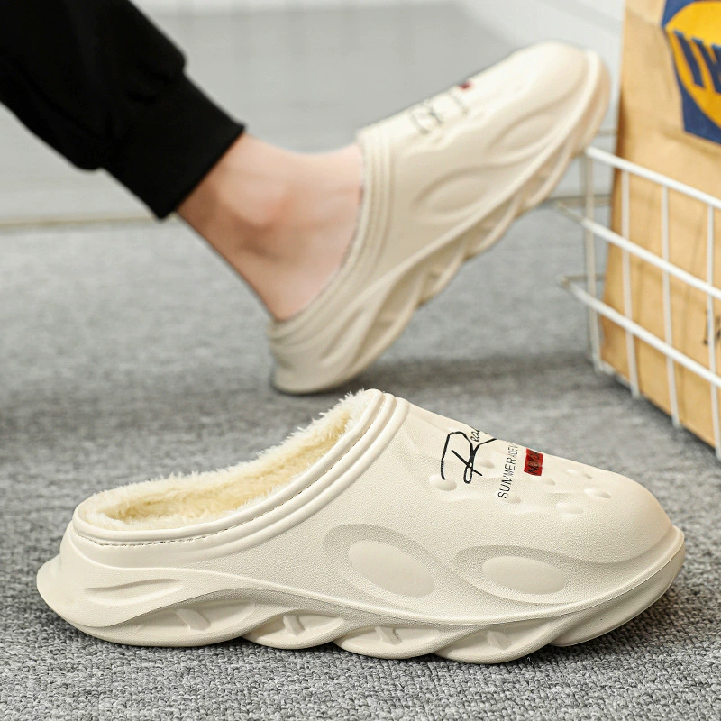 棉拖鞋男款冬季加绒保暖居家棉鞋包跟外穿踩屎感防滑防水男士拖鞋
