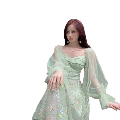 2025 Spring Fresh Swiss Mesh Butterfly Multicolor Dress with Net Fabric for Children Embroidered Fabric