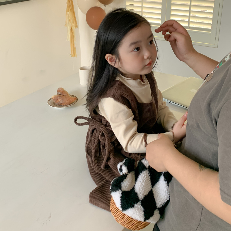 Gonna in velluto a coste autunno nuova edizione coreana con cinturino per bambini Set da due pezzi con fondo casual ampio e versatile per ragazza_voghion.com