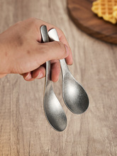 复古做旧汤匙家用勺子304不锈钢勺儿童勺子高颜值调羹小勺西瓜勺