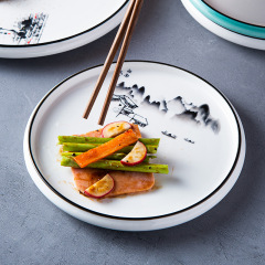 Ceramic plate household dish plate flat plate creative western steak plate restaurant hotel tableware shallow plate round plate snack plate