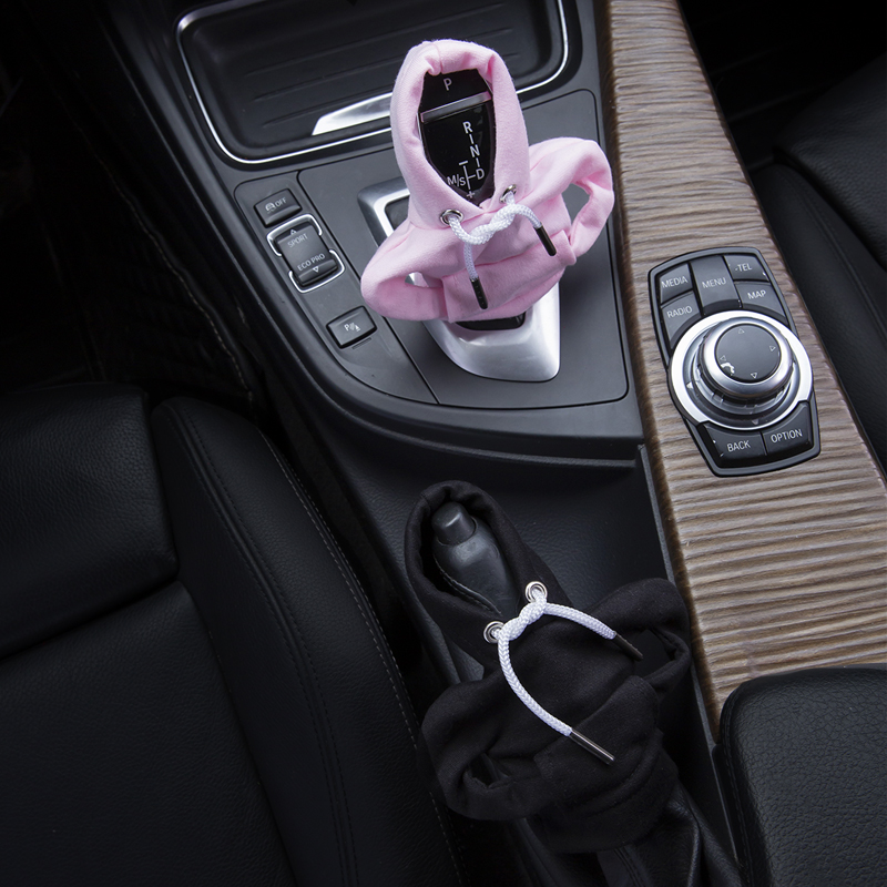 업그레이드된 핑크 + 블랙 기어 핸들 커버 [2] 팩 [블랙 스트랩]