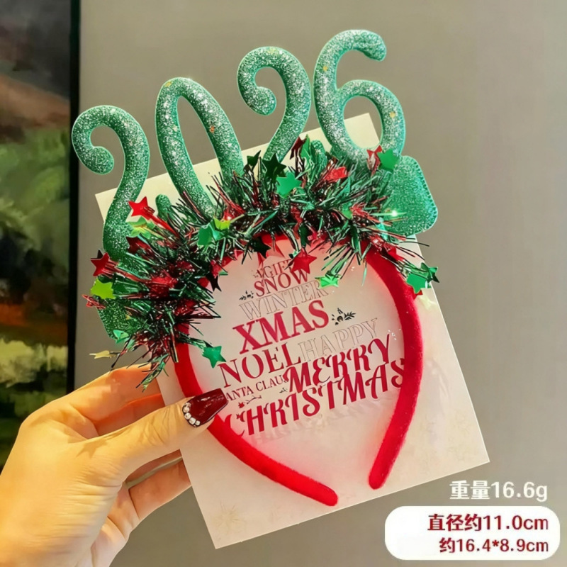 元旦装饰2026发箍跨年活动装扮头饰圣诞晚会头箍氛围拍照道具发饰|undefined