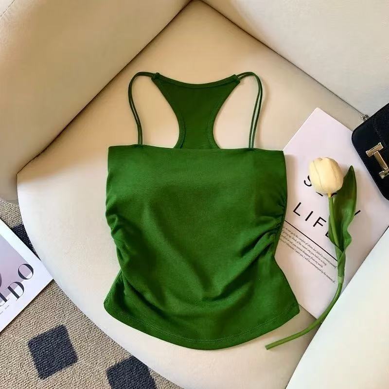 Pure Desire Hot Girl Vest with Breast Pad Suspender Women's Summer Outerwear Sleeveless T-Shirt Short Bra One-Piece Beauty Back Top