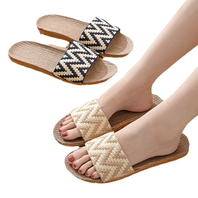 Льняные тапочки Four Seasons, домашние Нескользящие весенне-Осенние Летние парные тапочки из хлопка и льна, сандалии с мягкой подошвой, мужские сандалии