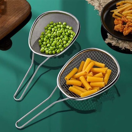 Kitchen 304 Stainless Steel Skimmer for Scooping Dumplings and Noodles, Household Frying Strainer, Soy Milk and Herbal Medicine Fine Filter Sieve
