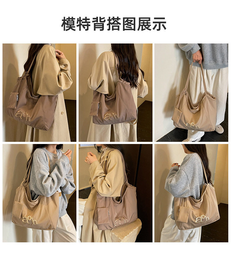 Túi tote nữ vải , túi đeo vai đựng đồ lớn cho sinh viên đi học — màu cà phê, màu kaki, xanh lá cây, đen chi tiết 10