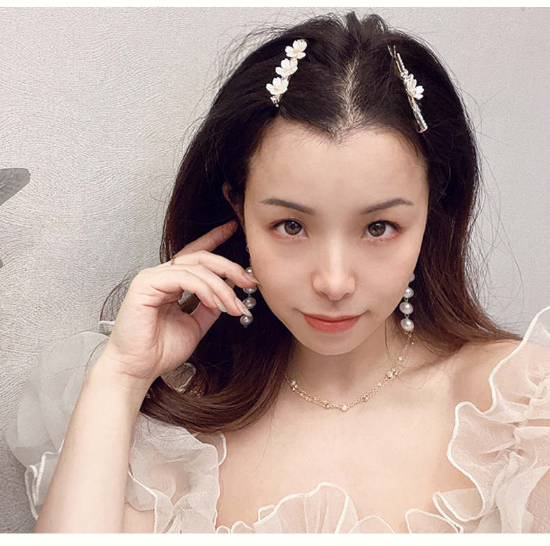 Forcina per capelli con fiore delicato e fata, forcina per capelli con perle fata, fermaglio per frangia squisita, fermaglio con una sola parola, fermaglio laterale per capelli spezzati, accessori per capelli_voghion.com