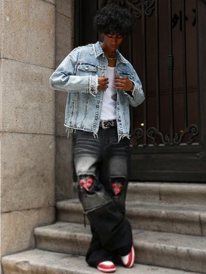 Giacca di jeans uomo casual cardigan con revers stile versatile_voghion.com