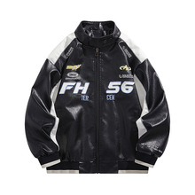 美式PU皮衣外套男春秋街头飞行员机车服潮牌上衣美式痞帅夹克男潮